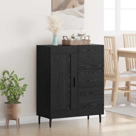 Buffet-Meuble de rangement Chêne noir 69,5 x 34 x 90 cm Bois d'ingénierie et fer 642548 (1/5)