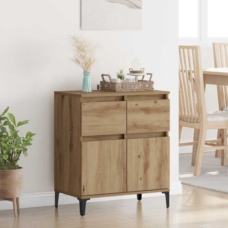 Buffet-Meuble de rangement Chêne artisanal 60 x 35 x 70 cm Bois d'ingénierie et fer 620093 (1/5)