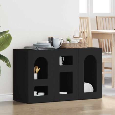Buffet-Meuble de rangement Noir 100 x 35 x 59 cm Bois d'ingénierie (1/5)