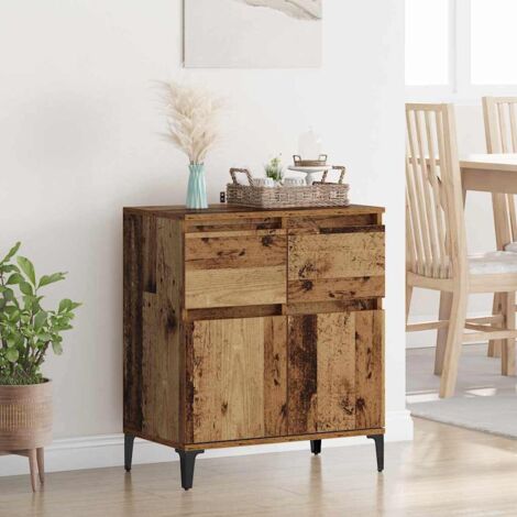 Buffet-Meuble de rangement Bois Ancien 60 x 35 x 70 cm Bois d'ingénierie et fer 599492 (1/5)