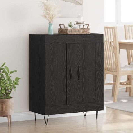 Buffet-Meuble de rangement Chêne noir 69,5 x 34 x 90 cm Bois d'ingénierie et fer 731059 (1/5)