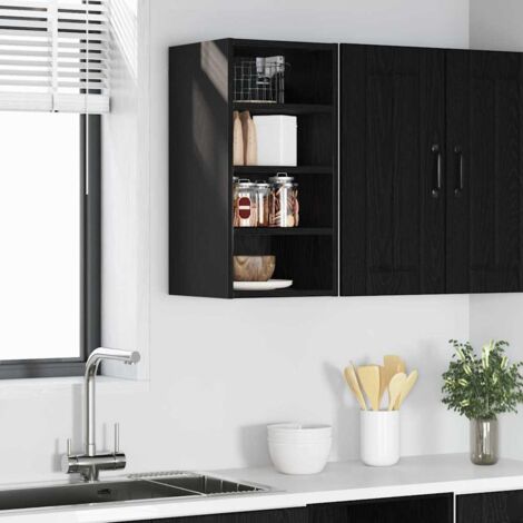 Armoire suspendue avec étagère-Armoire murale-Meuble de rangement murale Chêne noir 30 x 29,5 x 60 cm (1/5)