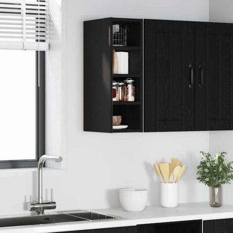 Armoire suspendue avec étagère-Armoire murale-Meuble de rangement murale Chêne noir 20 x 29,5 x 60 cm (1/5)