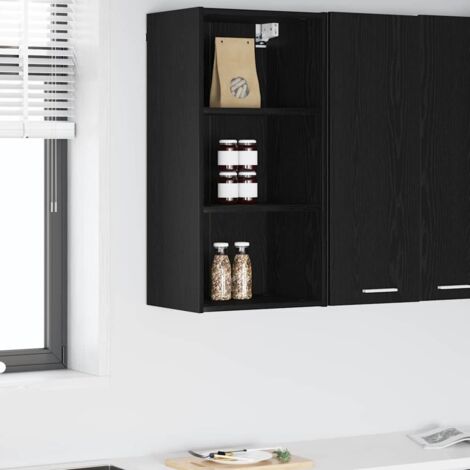 Armoire suspendue avec stockage-Armoire murale-Meuble de rangement murale Chêne noir 40 x 29,5 x 80 cm (1/5)