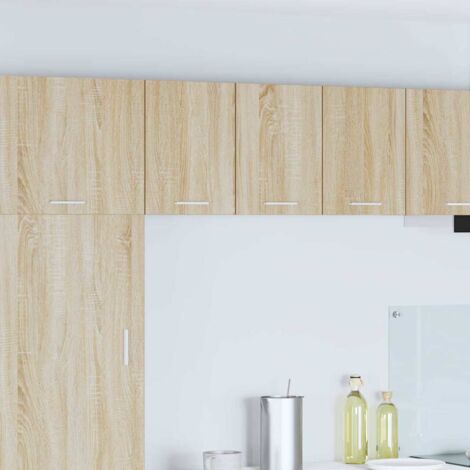 Armoire suspendue avec porte-Armoire murale-Meuble de rangement murale Riga 2 pcs Chêne Sonoma et Blanc 106616 (1/5)