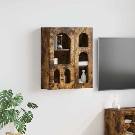 Armoire suspendue avec étagère-Armoire murale-Meuble de rangement murale Chêne fumé 59 x 20 x 71,5 cm (1/5)
