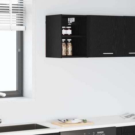 Armoire suspendue avec stockage-Armoire murale-Meuble de rangement murale Chêne noir 30 x 29,5 x 40 cm (1/5)