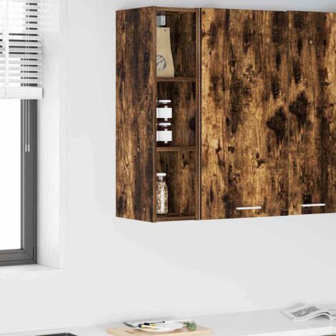 Armoire suspendue avec stockage-Armoire murale-Meuble de rangement murale Chêne fumé 20 x 29,5 x 80 cm (1/5)
