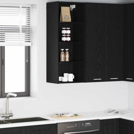 Armoire suspendue avec stockage-Armoire murale-Meuble de rangement murale Chêne noir 40 x 29,5 x 100 cm (1/5)