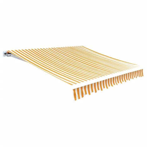 Tissu d'auvent-Toile de rechange pour auvent Jaune tournesol/blanc 4 x 3 m (cadre non inclus) (1/5)