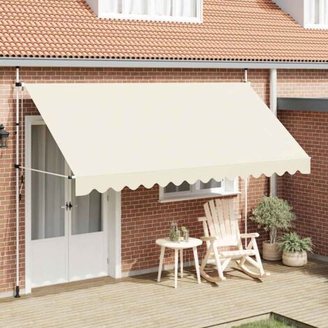 Auvent manuel rétractable-Store banne 400 cm Crème (1/5)