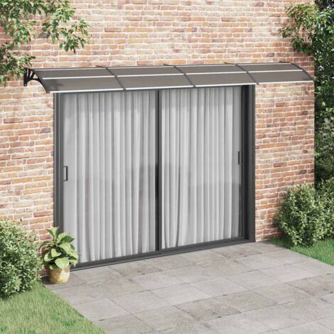 Marquise-Auvent de porte noir 400 x 100 cm en polycarbonate (1/5)