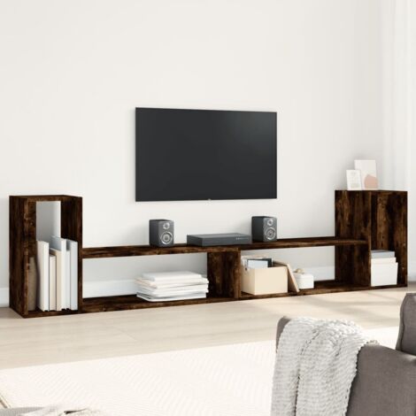 Meubles TV 2 pcs-Banc TV-Meuble Télé chêne fumé 100x30x50 cm bois d'ingénierie 680874 (1/5)