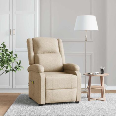 Fauteuil de massage-Chaise de relaxation-Fauteuil Relax Crème Tissu 780626 (1/5)