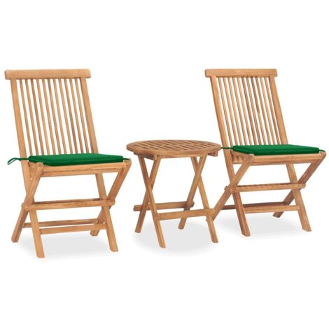 Ensemble à manger de jardin pliable avec coussin 3 pcs-Salon de jardin-Ensemble repas d'extérieur Teck 306840 (1/5)