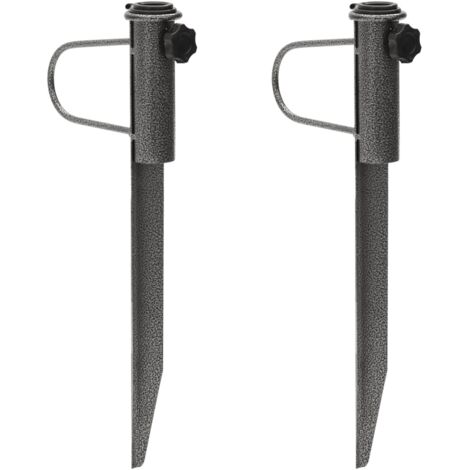 Supports de parasol avec piquets 2 pcs-Mâts de parasol 19x42 cm acier galvanisé 177737 (1/5)