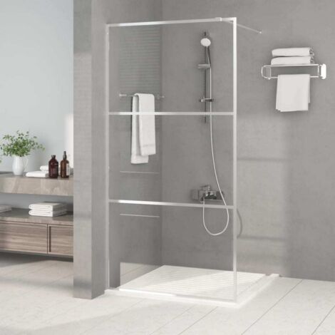 Paroi de douche - Style Contemporain - Panneau de douche Argenté 100x195 cm Verre ESG transparent Chic-238704 (1/5)