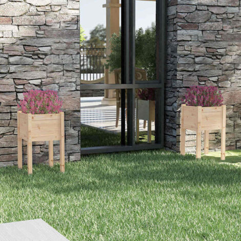 Lot de 2 Bacs à fleurs - Jardinières pour extérieur/intérieur jardin terrasse balcon - 40x40x70 cm Bois de pin massif Chic-171655 (1/5)