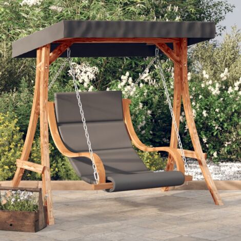 Chaise balançoire Chaise de jardin  Fauteuil de Jardin scandinave avec coussin et auvent bois massif d'épicéa 48431 (1/5)