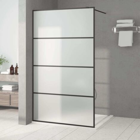 Paroi de douche - Style Contemporain - Panneau de douche Noir 115x195 cm Verre ESG dépoli Chic-291554 (1/5)