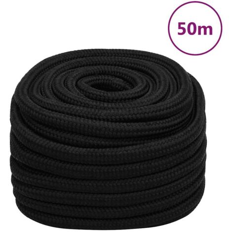 Corde de travail Corde Multifonctionnelle, Corde Durable Noir 25 mm 50 m Polyester Chic-952014 (1/4)