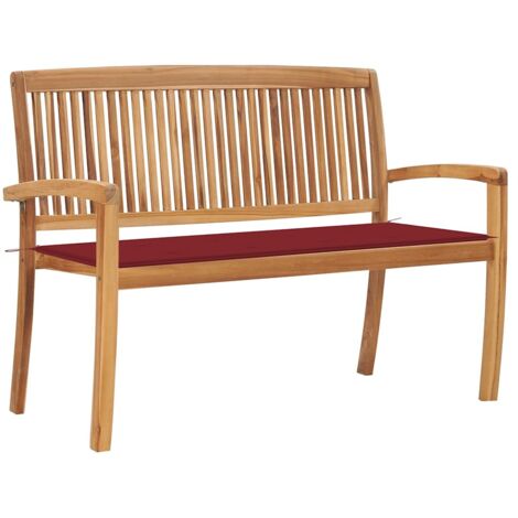 Banc de jardin empilable Luxueux Fauteuil de jardin et coussin 128,5cm Bois de teck massif Chic-632123 (1/5)