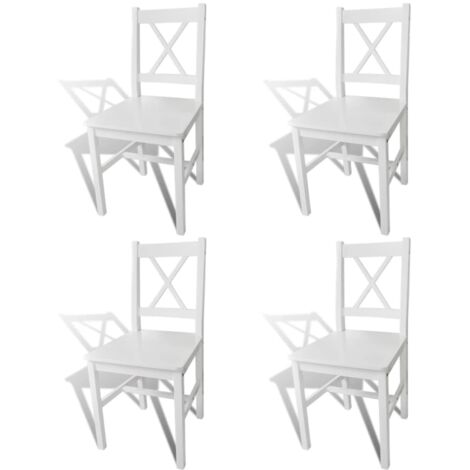 Lot de 4 Chaises de salle à manger - Chaises à dîner Blanc Bois de pin BV429322 - BonneVie (1/4)
