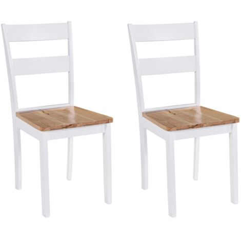 Lot de 2 Chaises de salle à manger - Chaises à dîner Blanc Bois d'hévéa massif BV391287 - BonneVie (1/5)