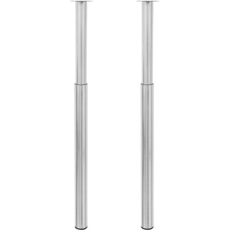 Pieds de table télescopiques Pieds De Meuble Nickel brossé 710 mm - 1100 mm BV644385 - BonneVie (1/4)