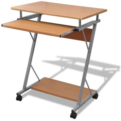 Bureau informatique avec plateau à clavier - Table de bureau coulissant Marron BV534913 - BonneVie (1/4)