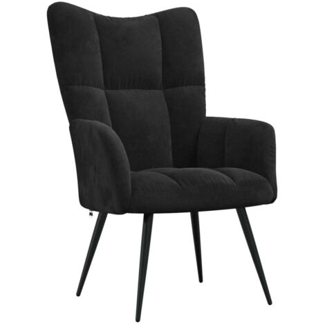 Chaise de relaxation Fauteuil relax - Noir Velours BonneVie-47600 (1/5)