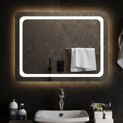 Miroir lumineux de salle de bain à LED Style baroque - 80x60 cm BV379455 - BonneVie (1/4)