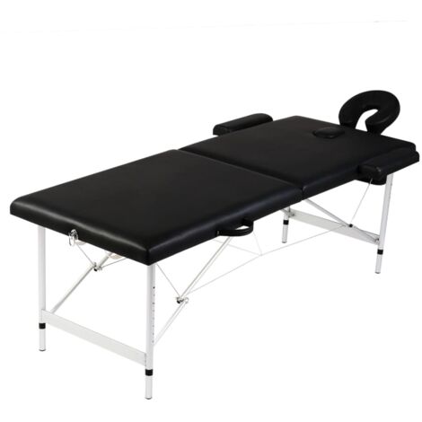 Table pliable de massage Noir 2 zones - Table de relaxation avec cadre en aluminium BV155069 - BonneVie (1/5)