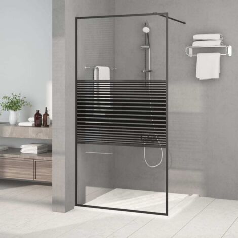 Paroi de douche Paroi de baignoire - Noir 100x195 cm Verre ESG transparent BV297375 - BonneVie (1/5)