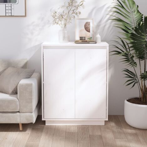 Buffet - Armoire de rangement Enfilade Blanc 60x34x75 cm Bois massif de pin BV380107 - BonneVie (1/5)