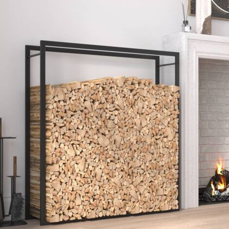 Bonnevie – Porte-bûches en acier noir mat 110x28x116 cm – Abri de stockage pour bois – Circulation d'air optimale pour séchage – Montage facile - BV183532 (1/5)
