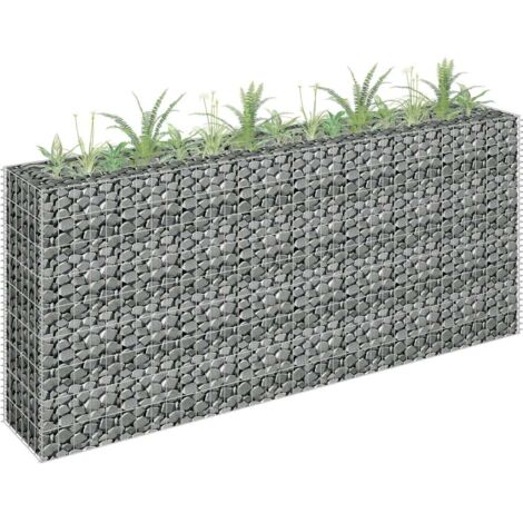 Jardinière de jardin - Balconnière à fleurs Lit surélevé à gabion Acier galvanisé 180x30x90 cm BV110792 - BonneVie (1/5)