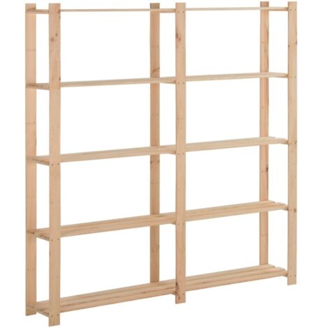Étagère de stockage 5 niveaux Étagère de Rangement - Armoire de Rangement 170x28,5x170cm Bois de pin massif BV204459 - BonneVie (1/5)