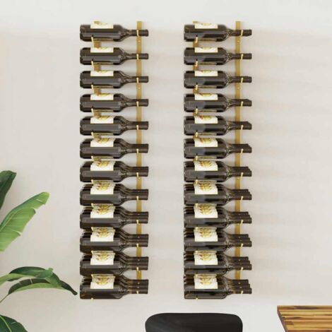 Lot de 2 Casiers vin mural Étagère à bouteille - Casier à vin pour 36 bouteilles Doré Fer BV331560 - BonneVie (1/5)