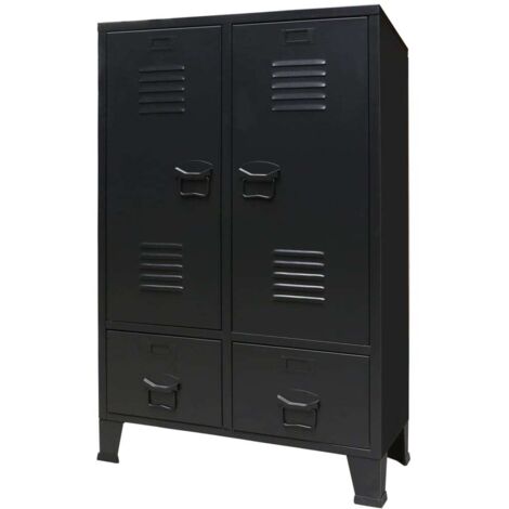Garde-robe Meuble de Rangement - Style Contemporain Métal de style industriel 67 x 35 x 107 cm Noir BV738033 - BonneVie (1/5)