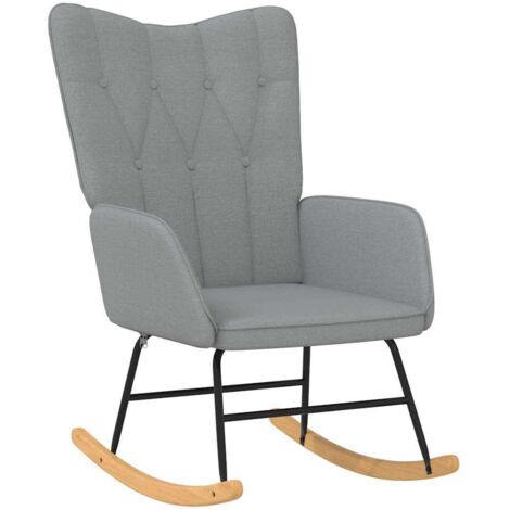 Chaise à bascule Fauteuil berçant - Chaise de salon Gris clair Tissu BonneVie-99293 (1/5)