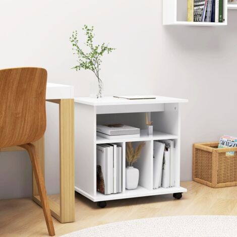Armoire à roulettes Meuble de Rangement - Style Contemporain Blanc 60x45x60 cm Aggloméré BV707861 - BonneVie (1/5)
