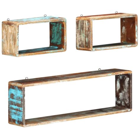 Ensemble d'étagère cube 3 pcs Étagère de Rangement - Armoire de Rangement Bois solide de récupération BV257673 - BonneVie (1/5)