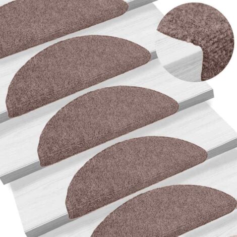 Lot de 15 Tapis d'escalier - Tapis de marche pour Enfants, Aînés et Animaux auto-adhésif Poinçon aiguilleté Marron BV802894 - BonneVie (1/5)