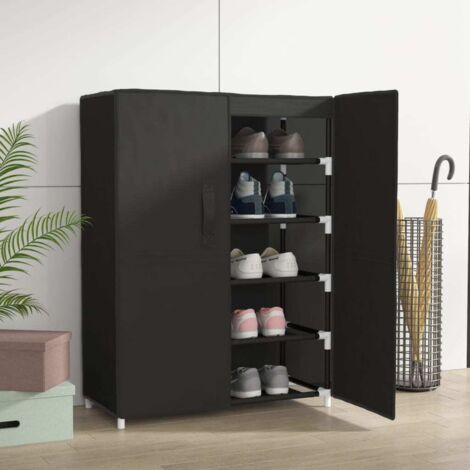 Meuble à Chaussures Étagère à Chaussures - Noir 60x28x90 cm Tissu BV336161 - BonneVie (1/5)