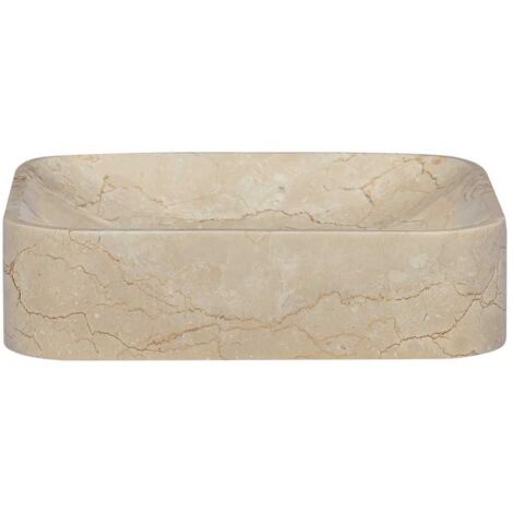 Lavabo vasque à poser Luxueux, Crème Bac à laver, 40x40x10 cm Marbre OIB8444E