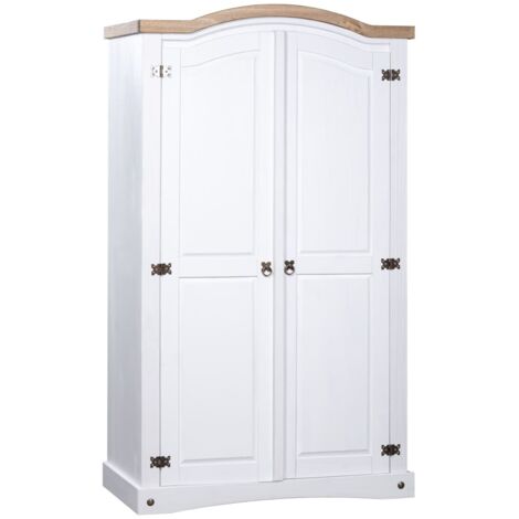 Garde-robe Meuble de Rangement - Style Contemporain avec 2 portes Gamme Corona pin mexicain Blanc BV606831 - BonneVie (1/5)
