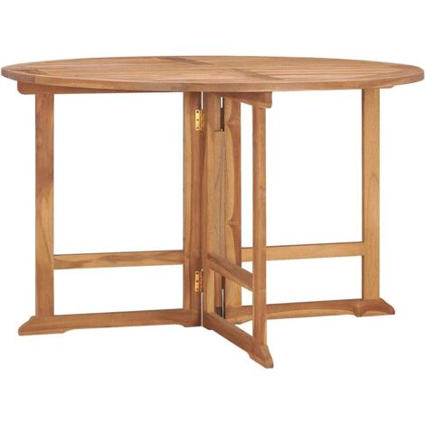 Table à manger de jardin Scandinave - Table de salle à manger pliable Ø110x75 cm Bois massif de teck BV792752 - BonneVie (1/5)