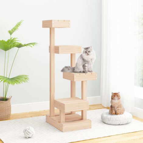 Arbre à chat Maison à chat - Grande capacité 45,5x49x103 cm Bois de pin massif BV640292 - BonneVie (1/5)