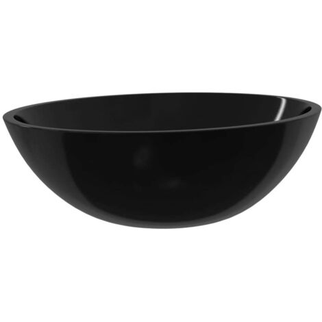Lavabo vasque à poser Luxueux, Verre Bac à laver, 50x37x14 cm Noir OIB7975E (1/5)